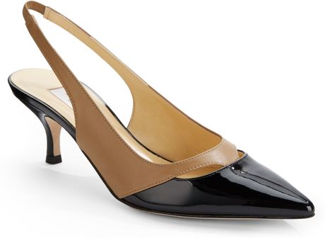 Saks Fifth Avenue Pointtoe Slingback Kitten Heels in Brown (BLACK) | Lyst