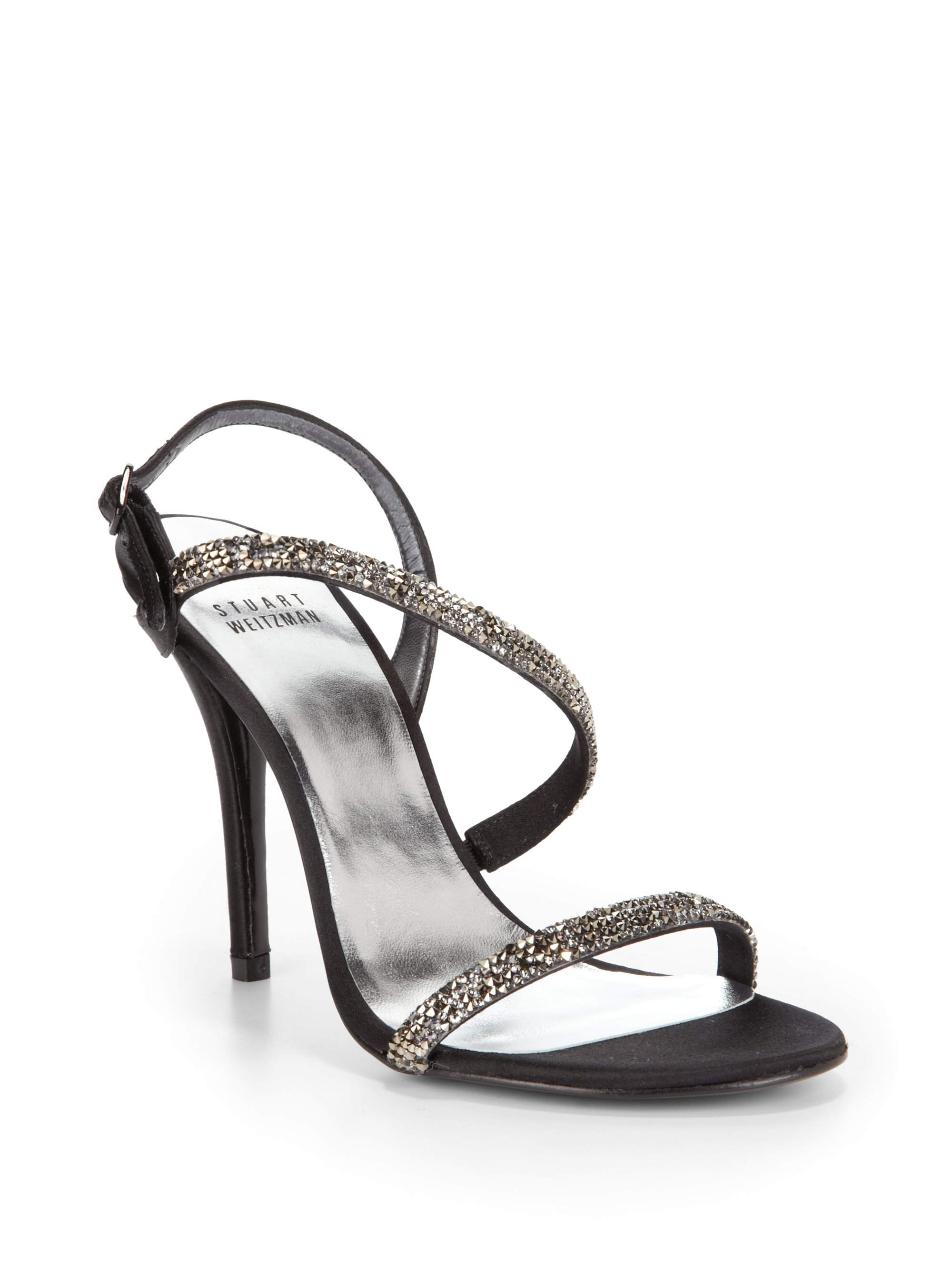 stuart weitzman silver flat sandals