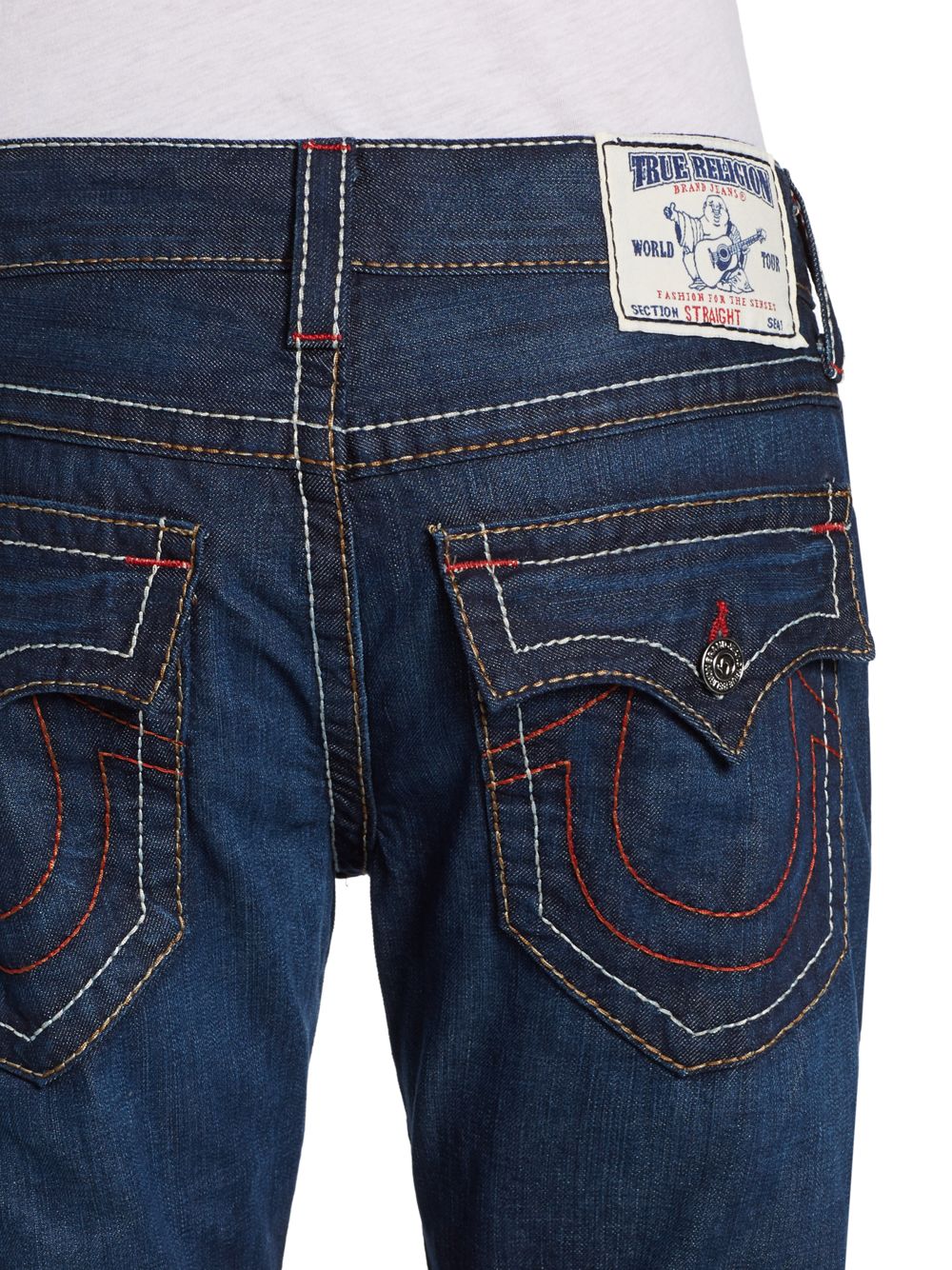 Lyst - True Religion Contrast Stitched Straightleg Jeans in Blue for Men