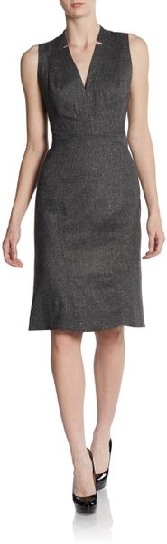 Zac Posen Sleeveless V-neck Sheath Dress in Gray (heather grey) | Lyst