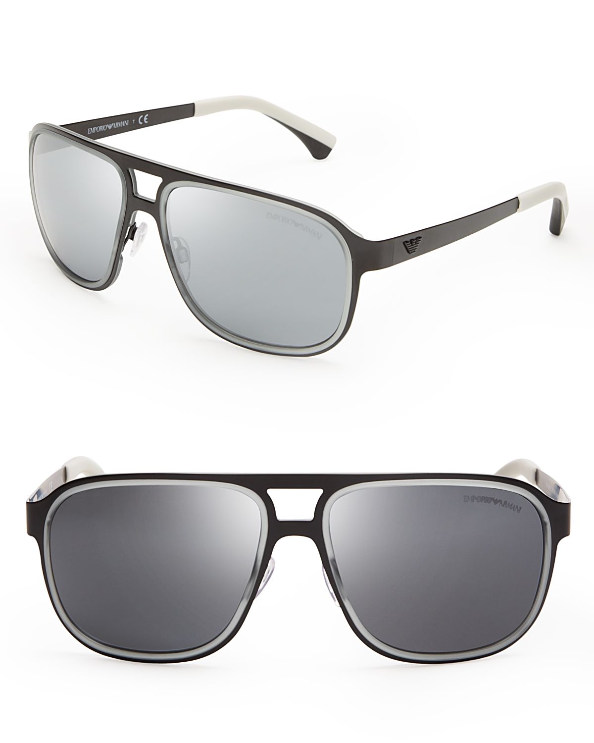 Emporio armani Mirrored Trend Aviator Sunglasses in Black for Men | Lyst