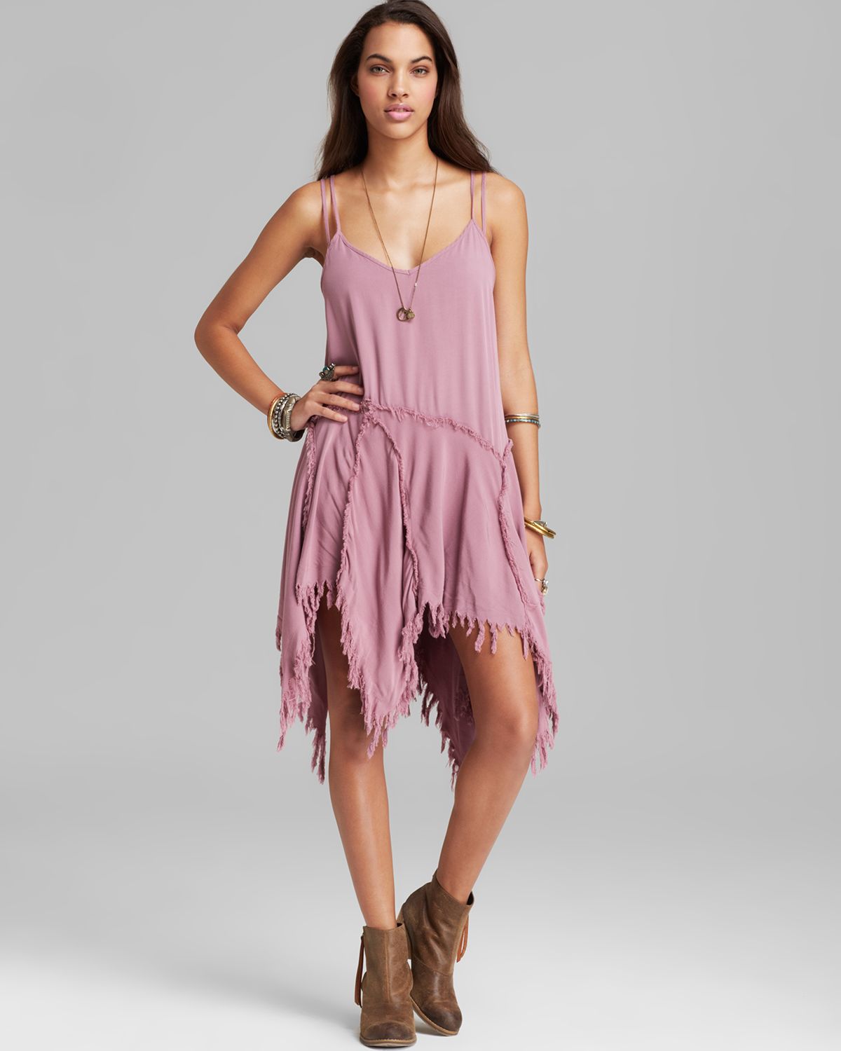 Lyst Free People Slip Dress Tattered Up Shred In Pink 7116