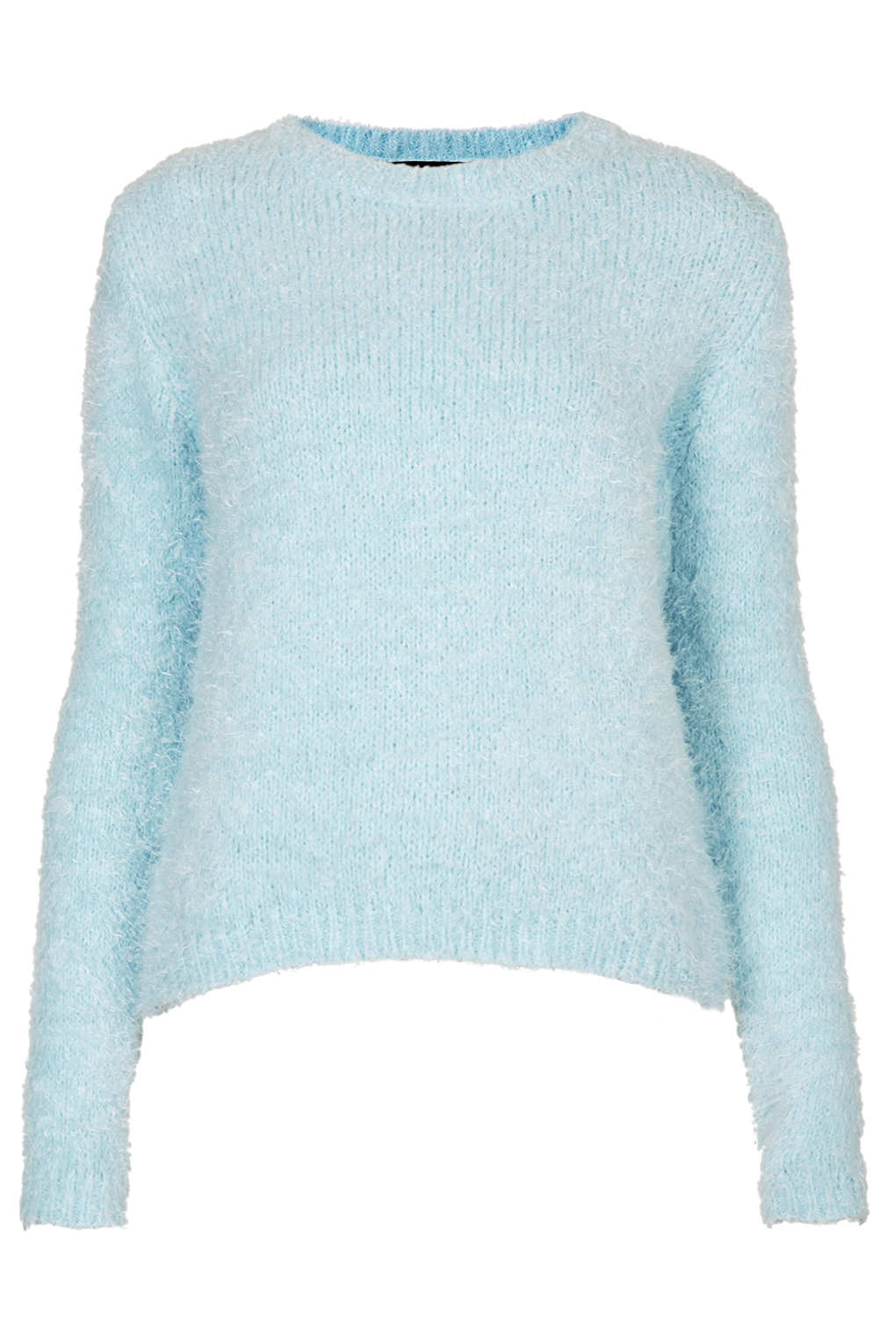 Topshop Tall Knitted Fluffy Crop Jumper in Blue (PALE BLUE) | Lyst