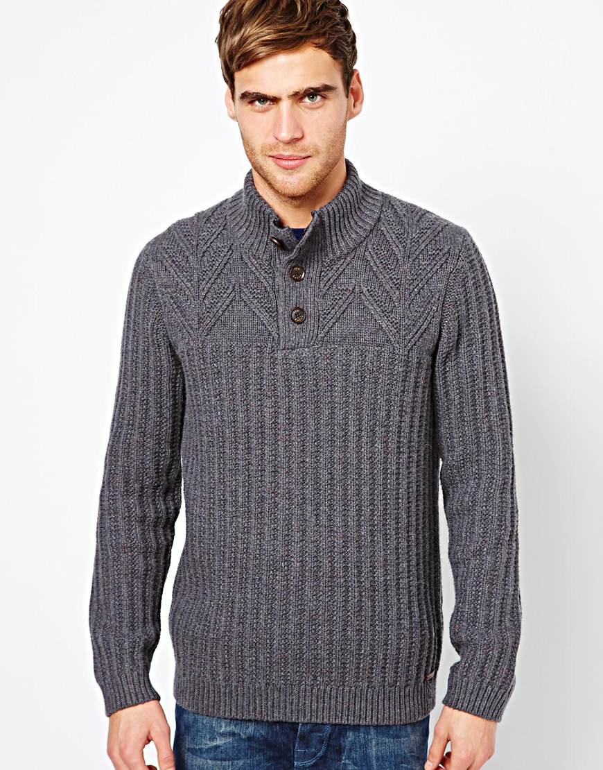 Lyst - Asos Ted Baker Henley Sweater in Gray for Men
