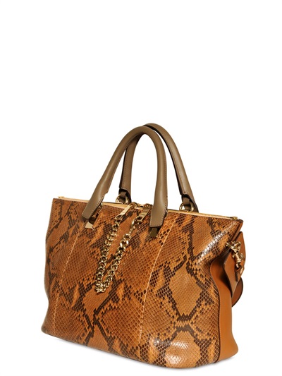 Chlo Medium Baylee Python Leather Bag in Brown (TEAK BROWN) | Lyst  