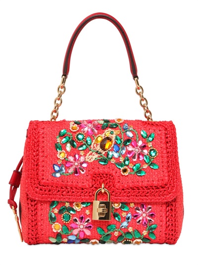 Lyst - Dolce & gabbana Medium Dolce Embellished Top Handle Bag in Red