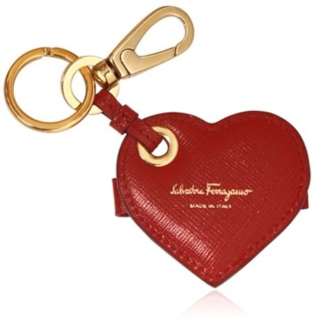 Ferragamo Heart Saffiano Leather Key Holder in Red | Lyst