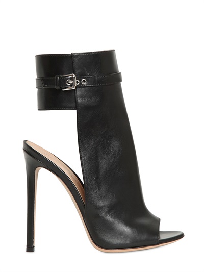 Gianvito rossi 100mm Leather Open Toe Sandals in Black | Lyst