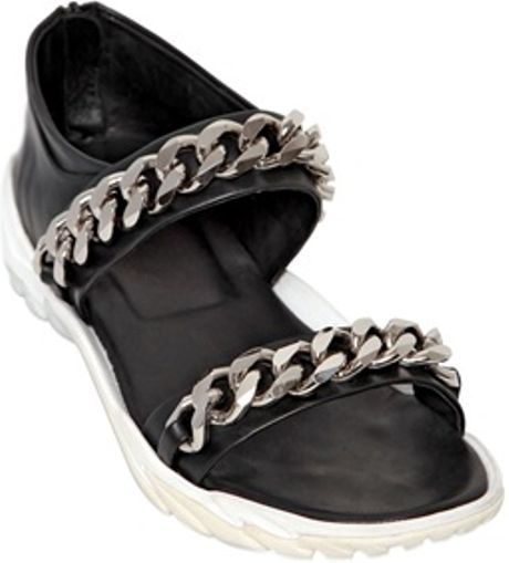 Givenchy Metal Chain Leather Sandals in Black for Men | Lyst