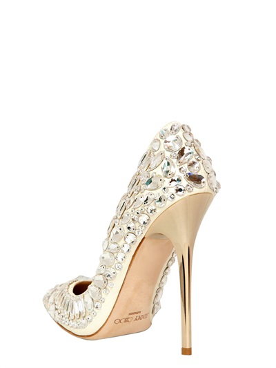 Jimmy choo 120mm Rhinestones Tia Leather Pumps in White | Lyst