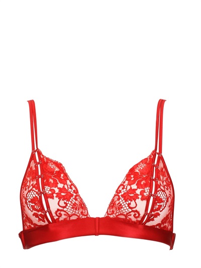 Lyst - La perla Lace Silk Satin Triangle Bra in Red