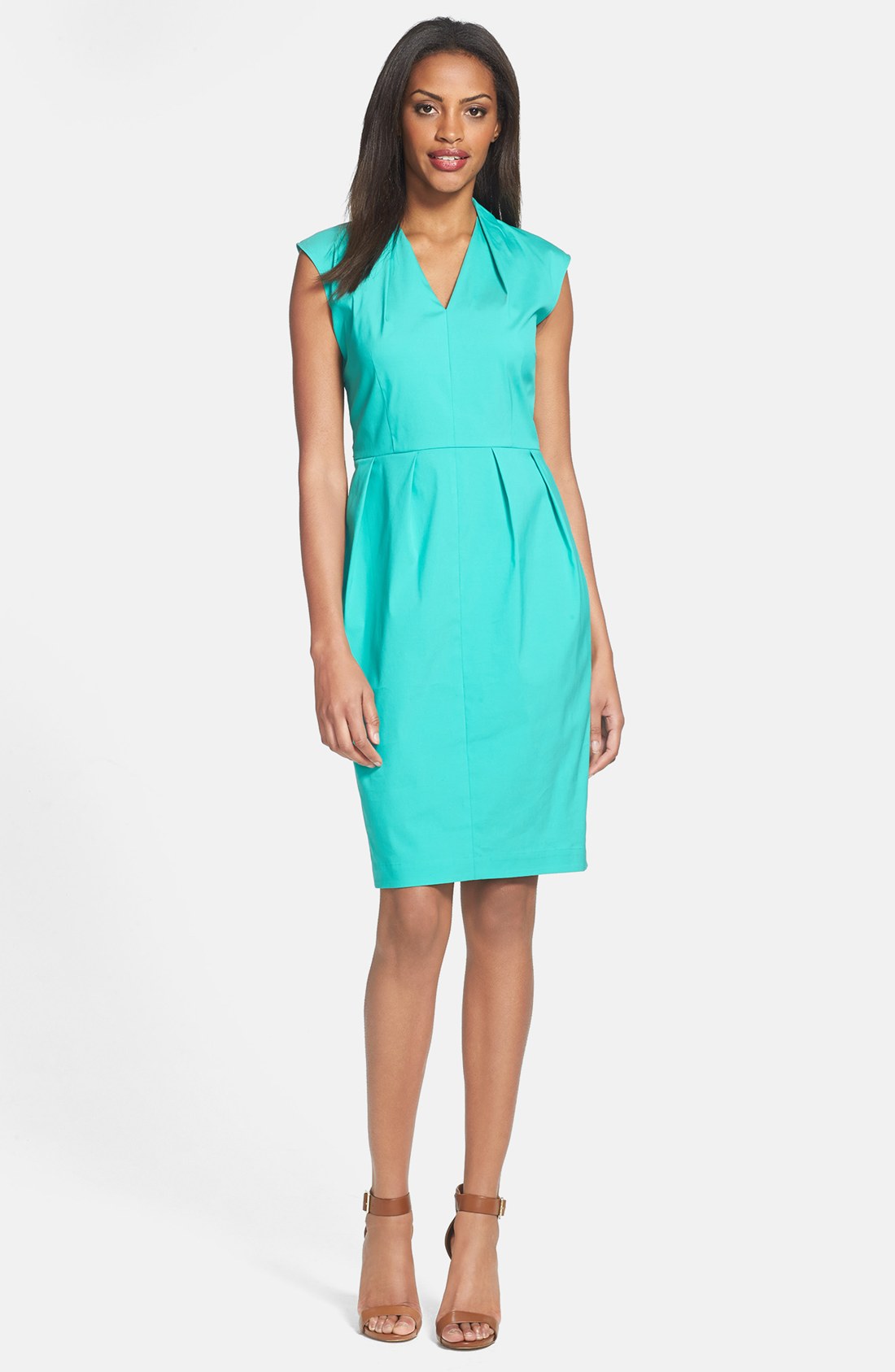 Lafayette 148 New York Corrine Pleated Vneck Dress in Blue (Garden) | Lyst