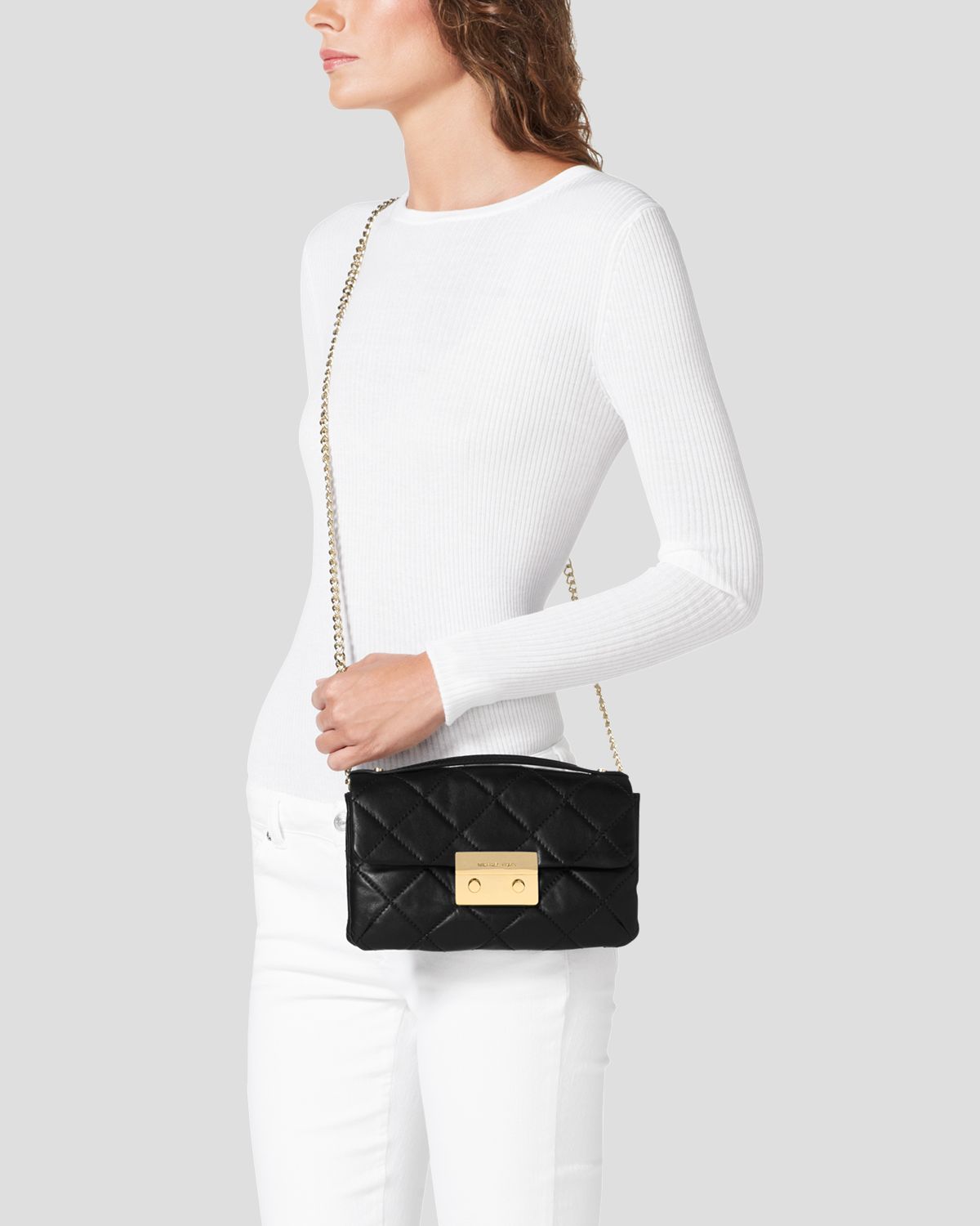 Lyst - Michael Michael Kors Shoulder Bag Sloan Small Quilted in Black