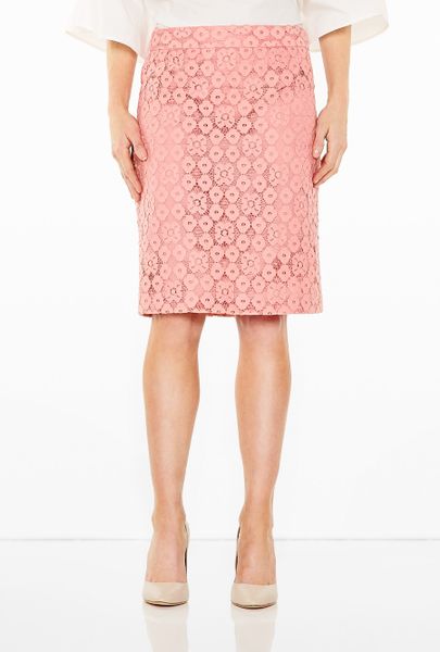 Moschino Cheap & Chic Lace Pencil Skirt in Pink | Lyst