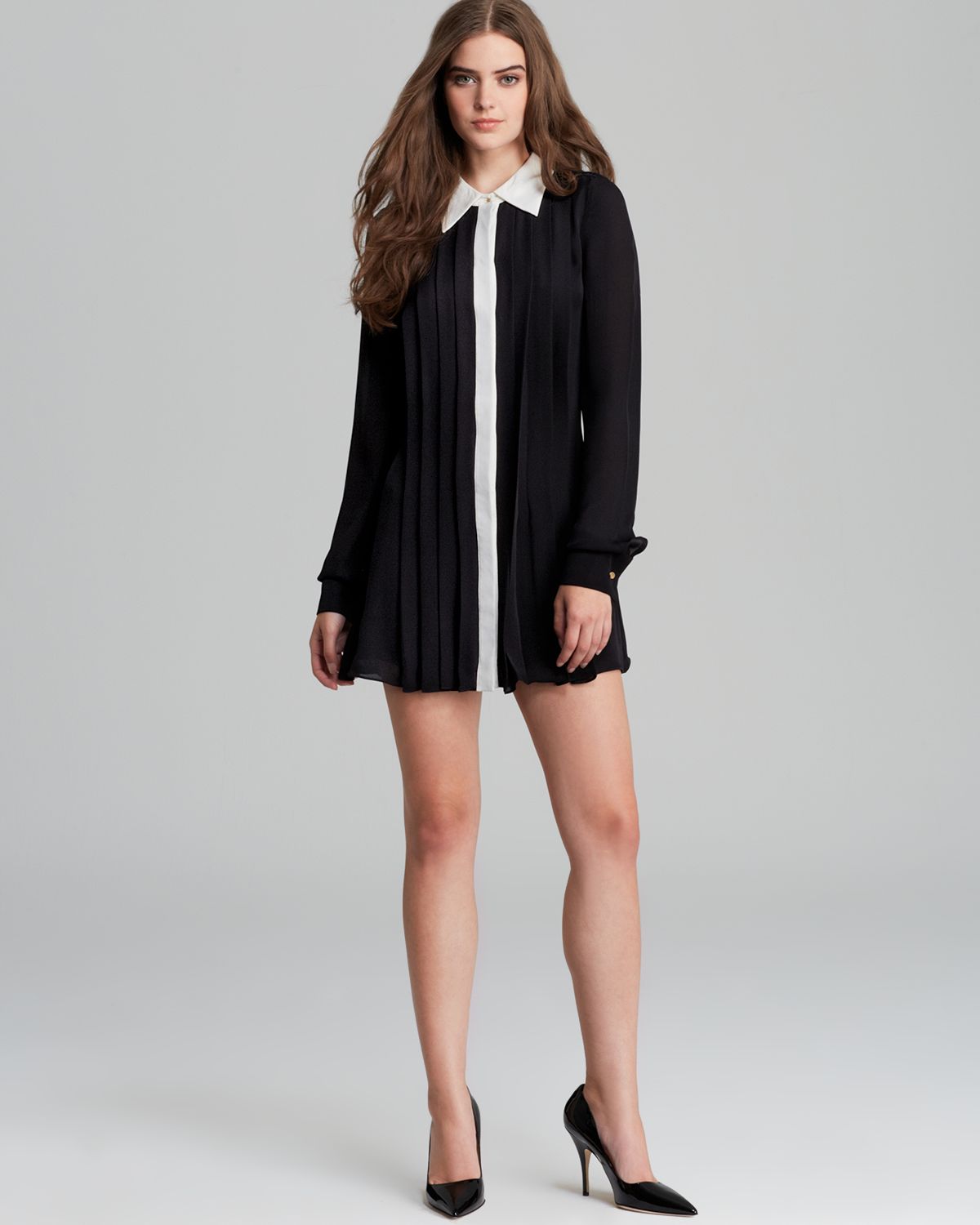Lyst Rachel Zoe Dress Laurel Pleated Shirt In Black Gallery