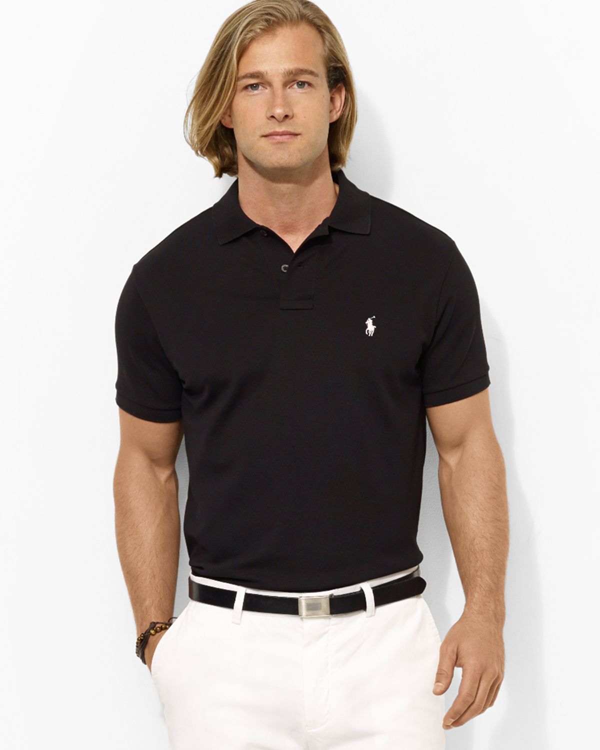 Lyst - Ralph Lauren Polo Customfit Stretchmesh Polo Shirt in Black for Men