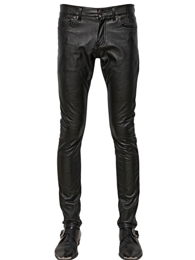 Lyst - Saint Laurent Skinny Matte Faux Leather Jeans in Black for Men