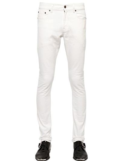 Lyst - Saint Laurent 155cm Skinny Fit Stretch Denim Jeans in White for Men