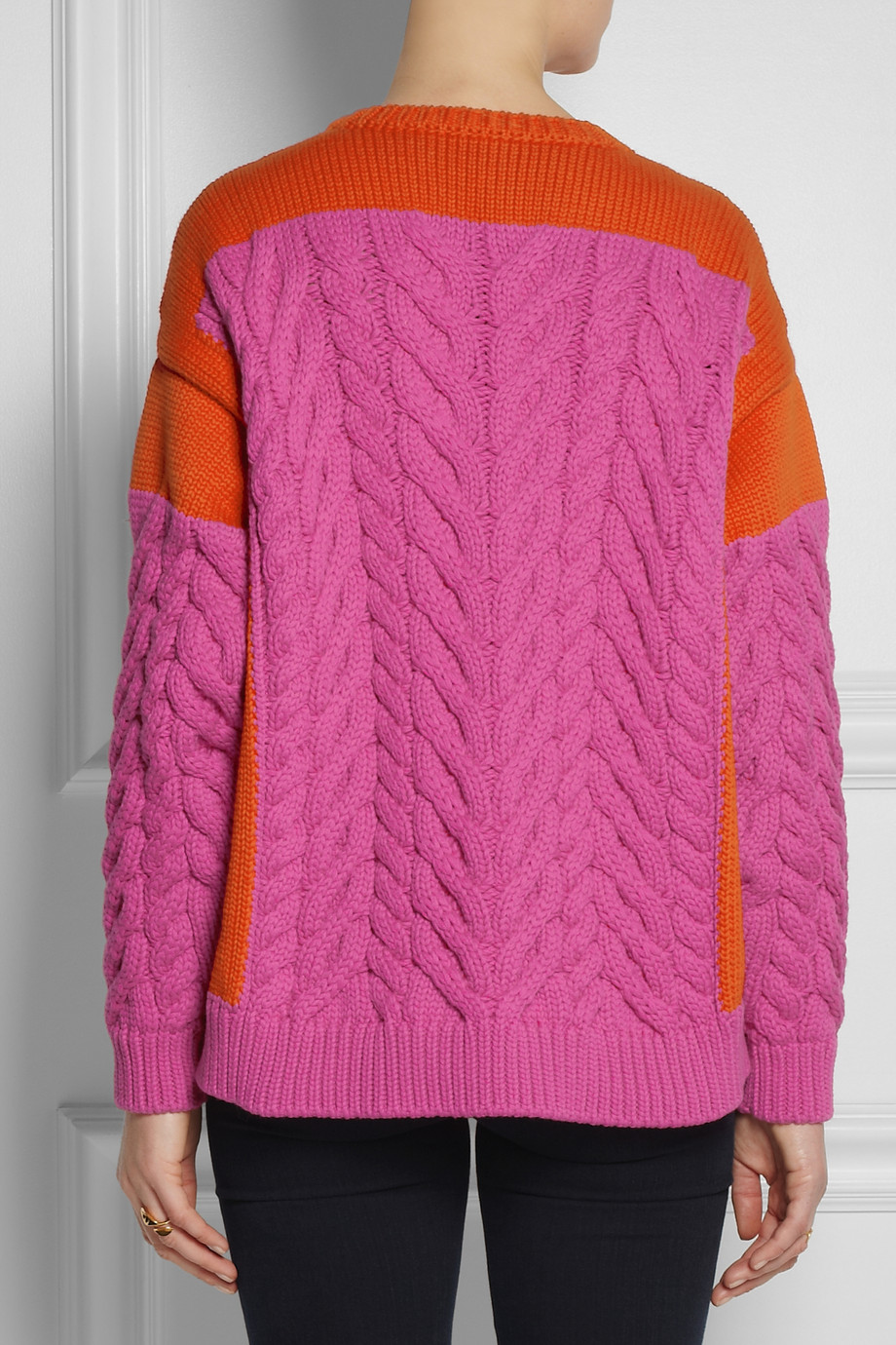 Stella mccartney Chunky Cable-Knit Cotton-Blend Sweater in Pink | Lyst