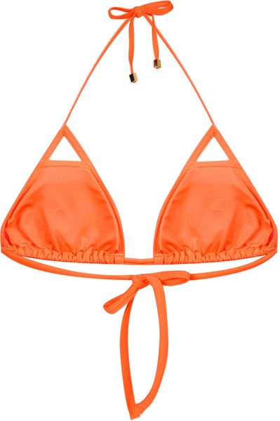 Topshop Flame Orange Cut Out Triangle Bikini Top in Orange | Lyst