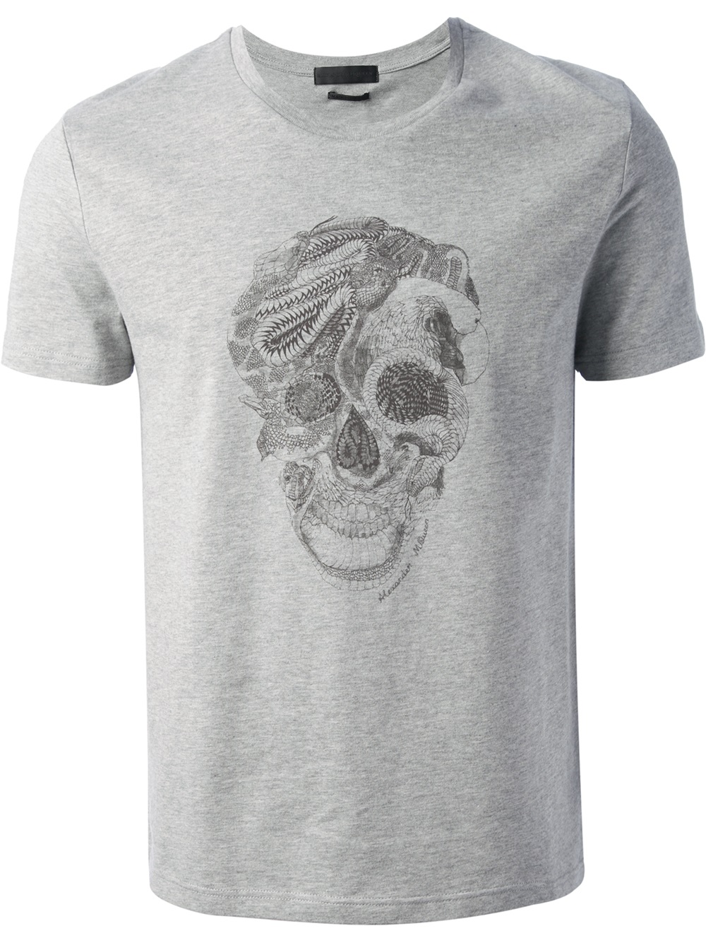 Lyst - Alexander Mcqueen Skull Print Tshirt in Gray for Men