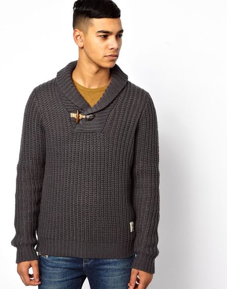 Asos Bellfield Sweater with Shawl Neck in Gray for Men (Grey) | Lyst