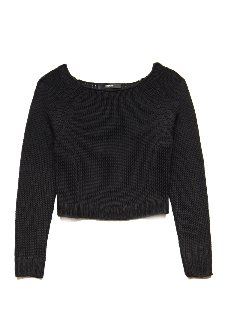 Lyst - Forever 21 Cool Girl Cropped Sweater in Black