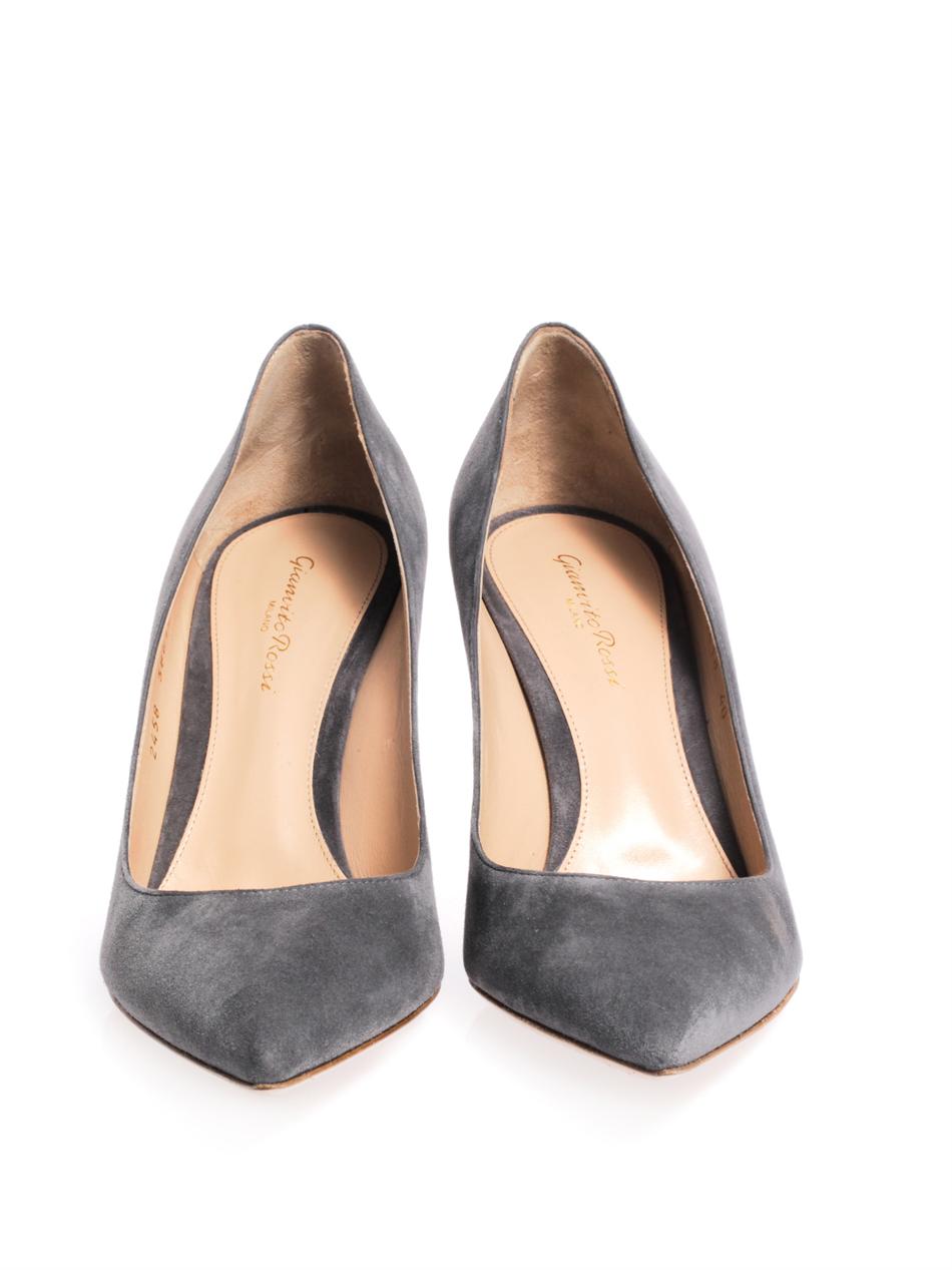 Lyst Gianvito Rossi Pointtoe Suede Pumps in Gray
