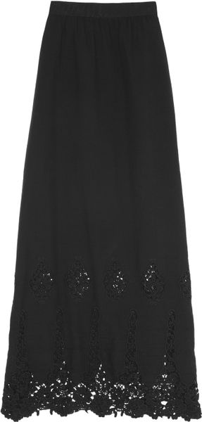 Miguelina Celine Broderie Anglaise Cotton Maxi Skirt in Black | Lyst