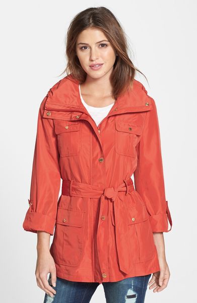 Ellen Tracy Belted Utility Trench Jacket in Orange (Persimmon) | Lyst