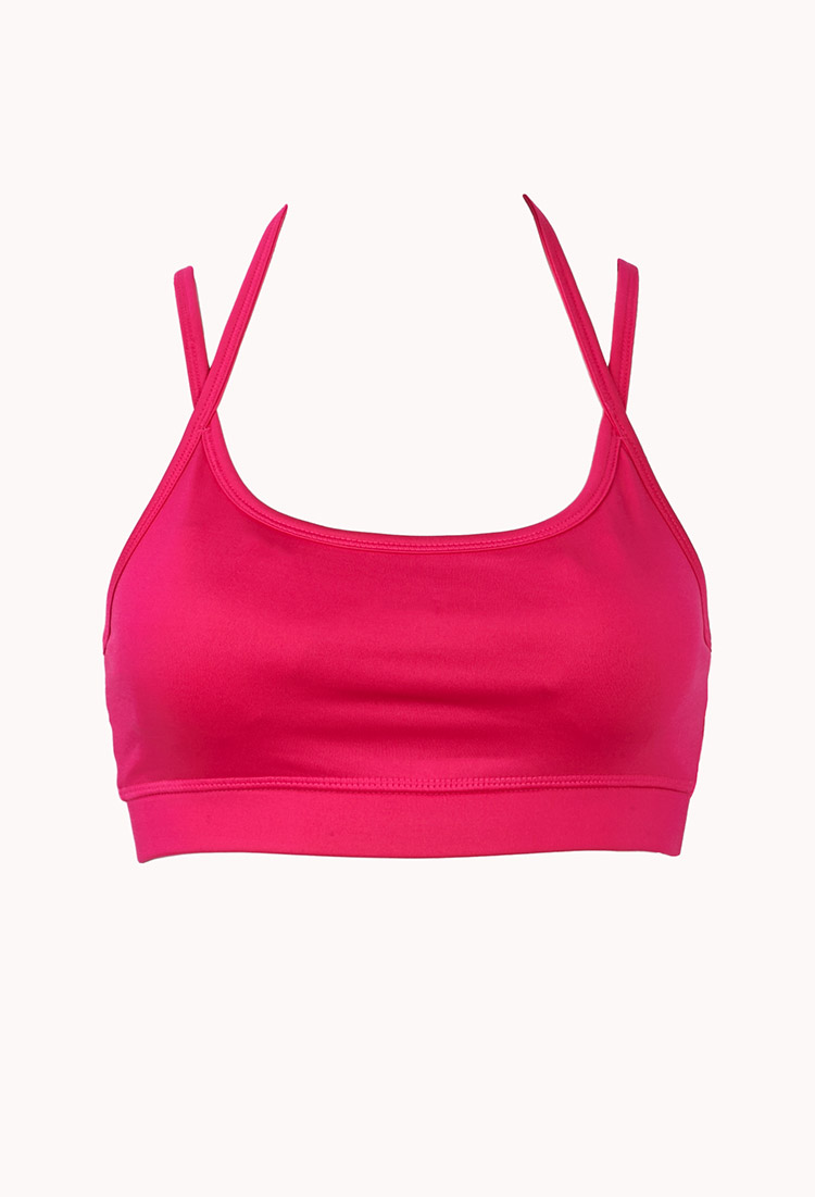 Forever 21 Low Impact - Strappy Sports Bra in Pink (Hot pink) | Lyst