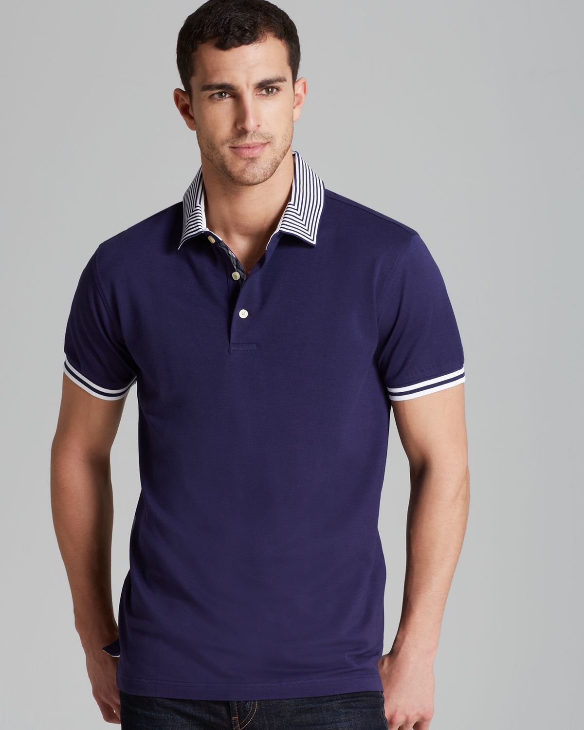 Lyst - Robert graham Axel Stripe Collar Short Sleeve Polo in Blue for Men