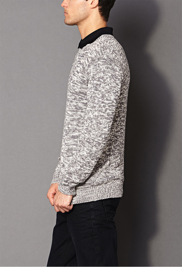 Marled fitted crew neck sweater men yde
