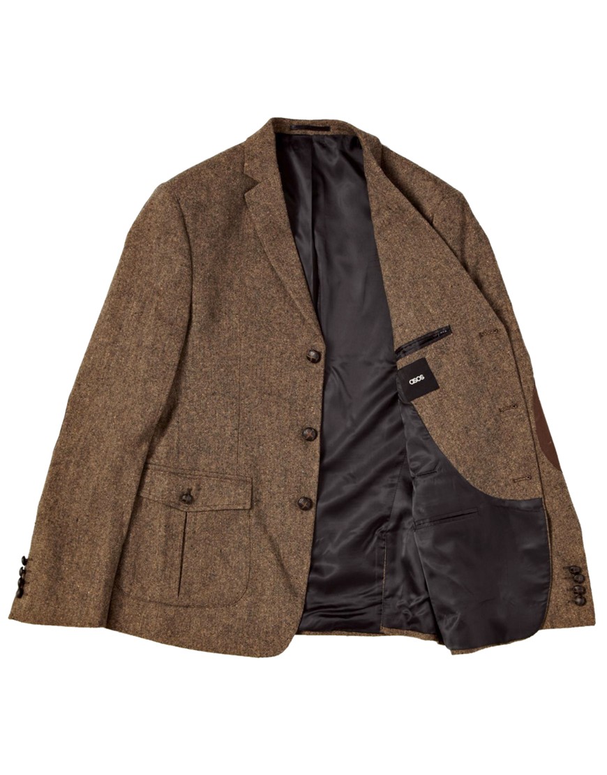 Lyst - Asos Slim Fit Blazer In Donegal in Brown for Men