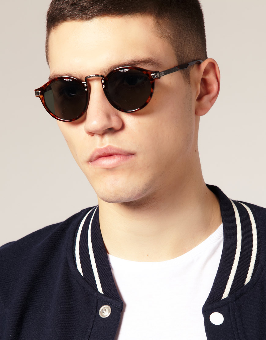 Lyst Asos Vintage Round Lens Sunglasses In Brown For Men 