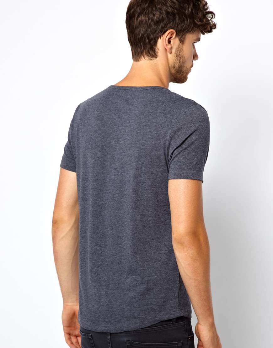 Asos T Shirt With Deep Scoop Neck In Gray For Men Lyst