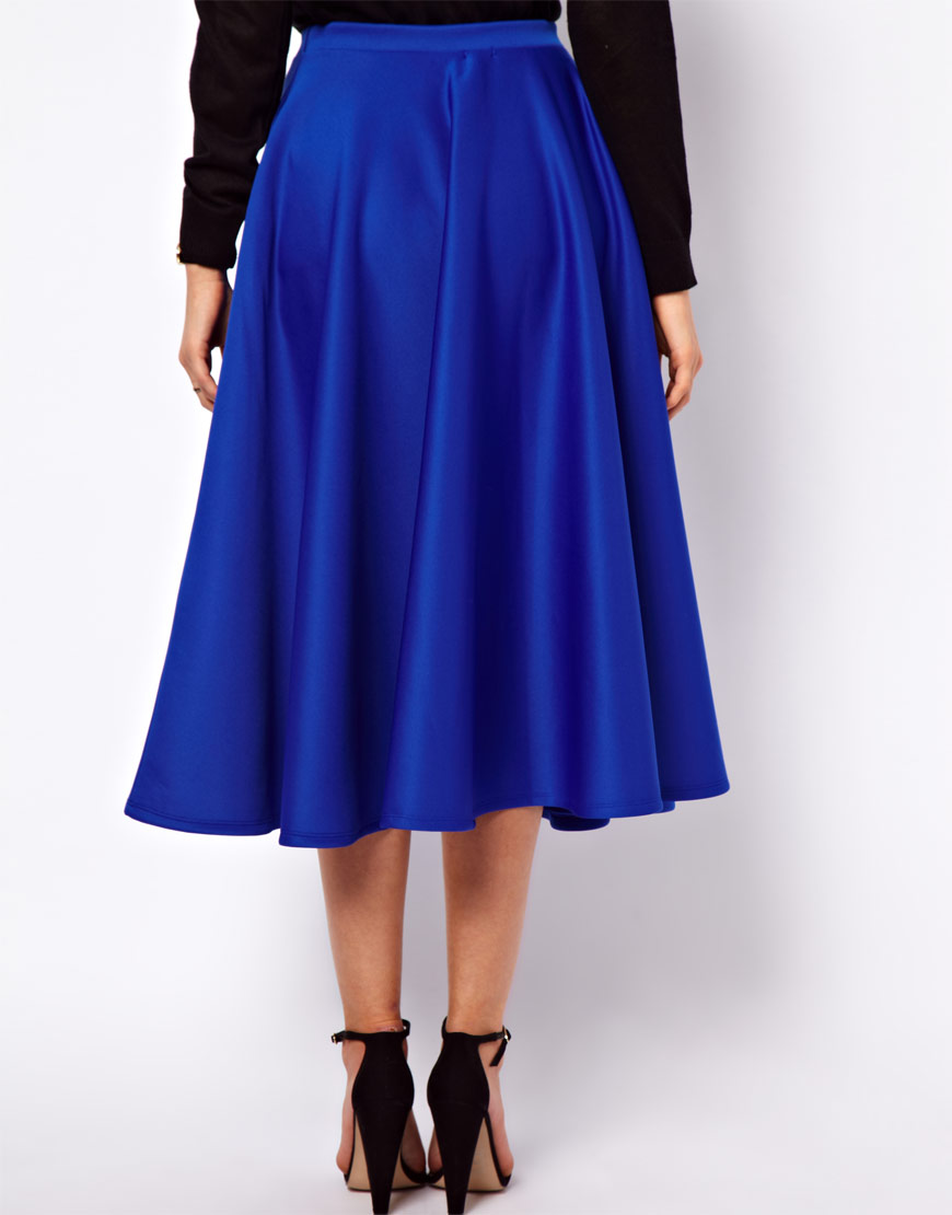 Lyst Asos Full Midi Skirt In Scuba in Pink