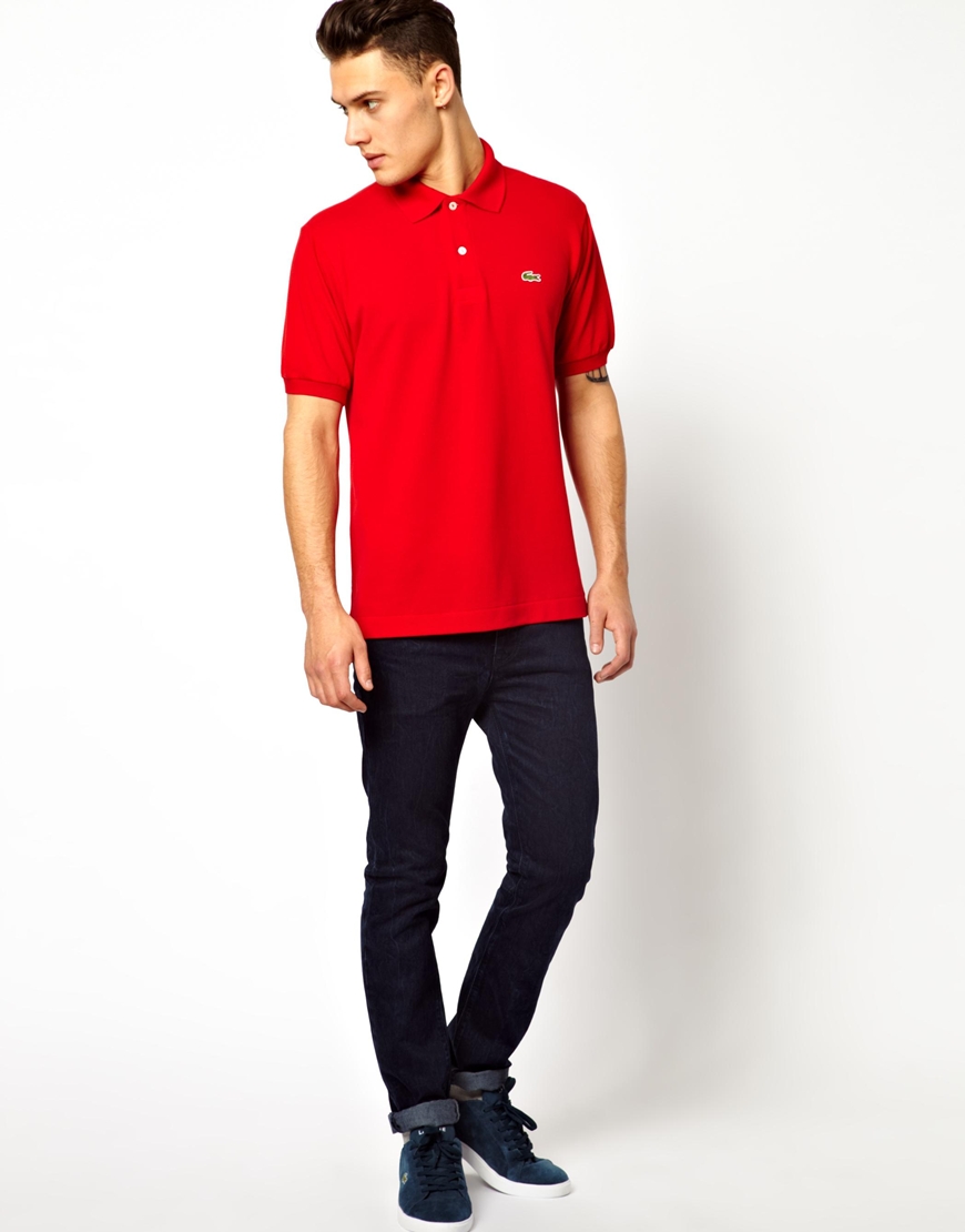 Lyst Lacoste  Polo  Shirt with Crocodile in Red for Men