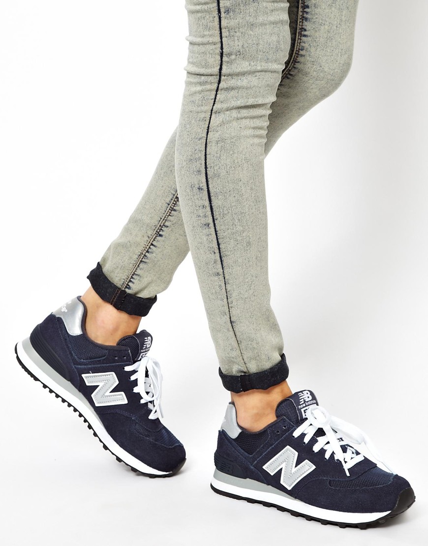 Lyst New Balance 574 Navy Trainers In Blue 8104