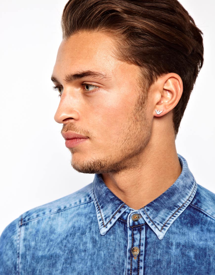 Lyst Emporio Armani Eagle Stud Earrings In Metallic For Men Gallery