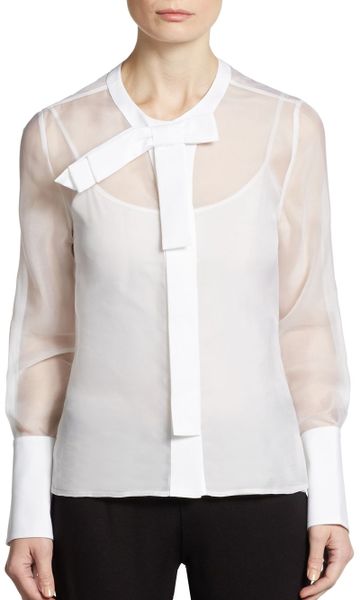 Jill Stuart Silk Organza Blouse in White | Lyst
