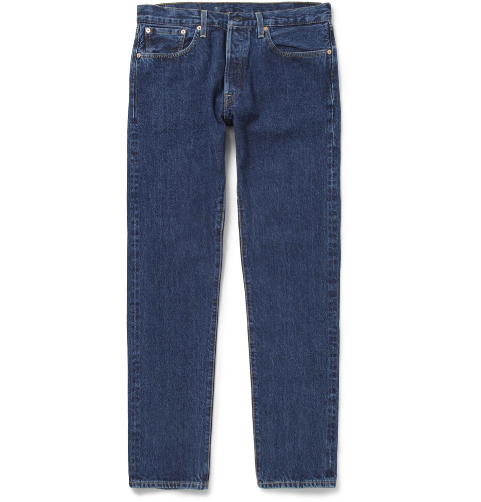Levi's 501 Slim Fit Washed Selvedge Denim Jeans in Blue for Men | Lyst