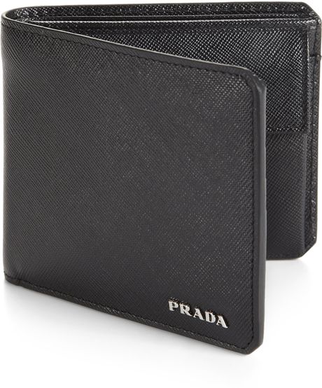 Prada Saffiano Leather Wallet in Black for Men | Lyst