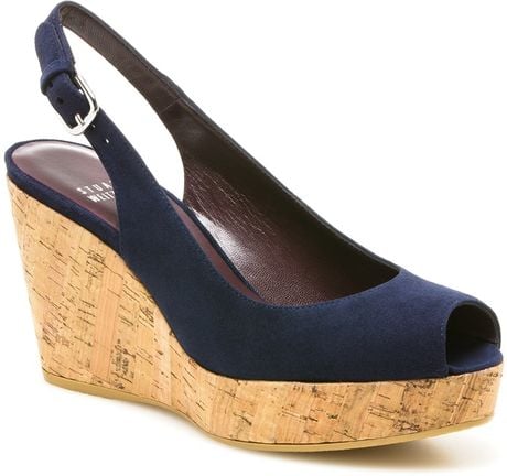 Stuart Weitzman The Jean Wedge in Blue (Nice Blue Suede) | Lyst