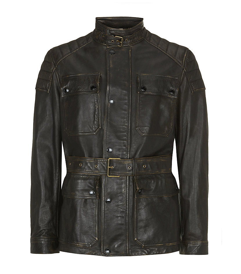 Burberry Brit Leather Field Jacket in Brown for Men | Lyst