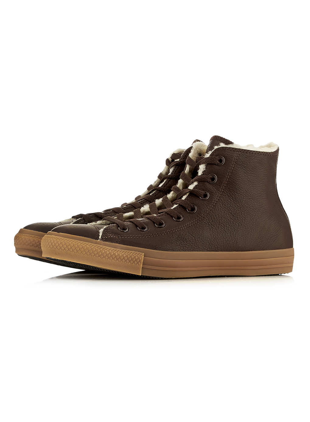 Converse Brown Leather Warmlined Hi Tops in Brown for Men | Lyst