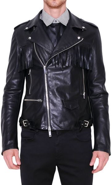 Costume National Leather Jacket With Fringes in Black for Men | Lyst