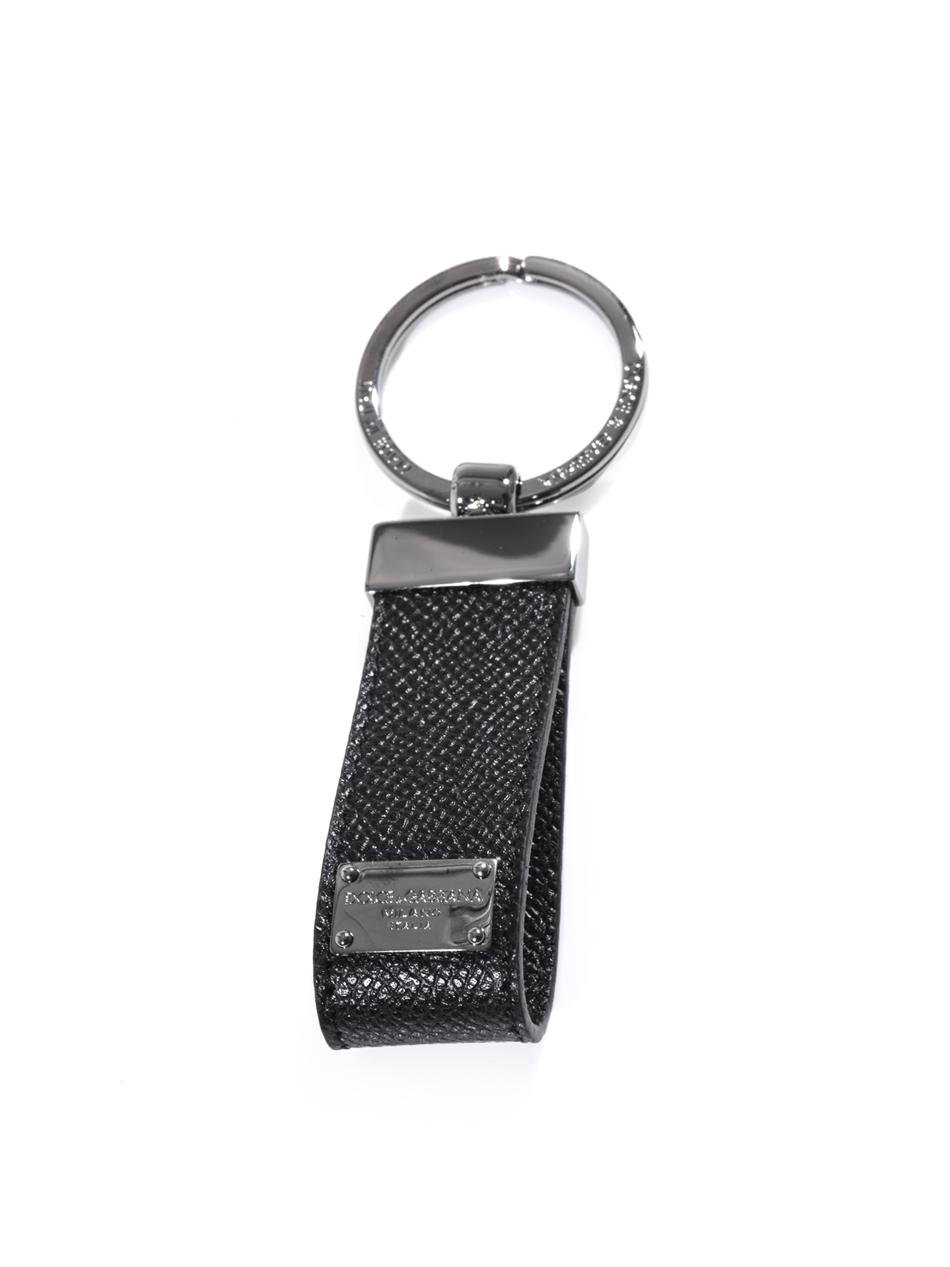 Lyst - Dolce & gabbana Leather Key Fob in Black for Men