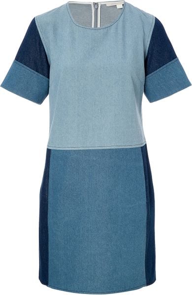 Jonathan Simkhai Patchwork Denim Dress in Blue (denim) | Lyst