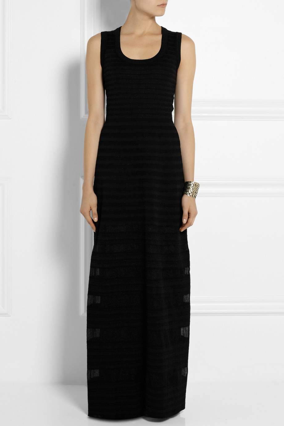 M missoni Cotton-blend Stretch-knit Maxi Dress in Black | Lyst